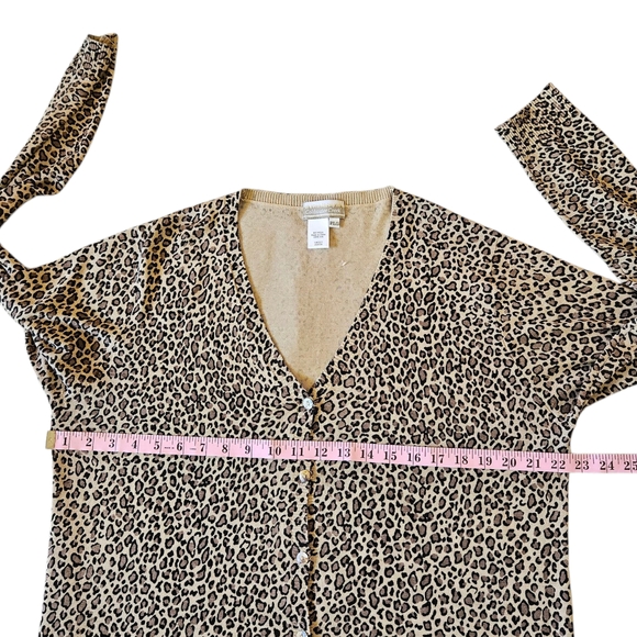 Coldwater Creek 100% Silk Cardigan Women's Petite Large Leopard Print Sweater - Picture 6 of 8